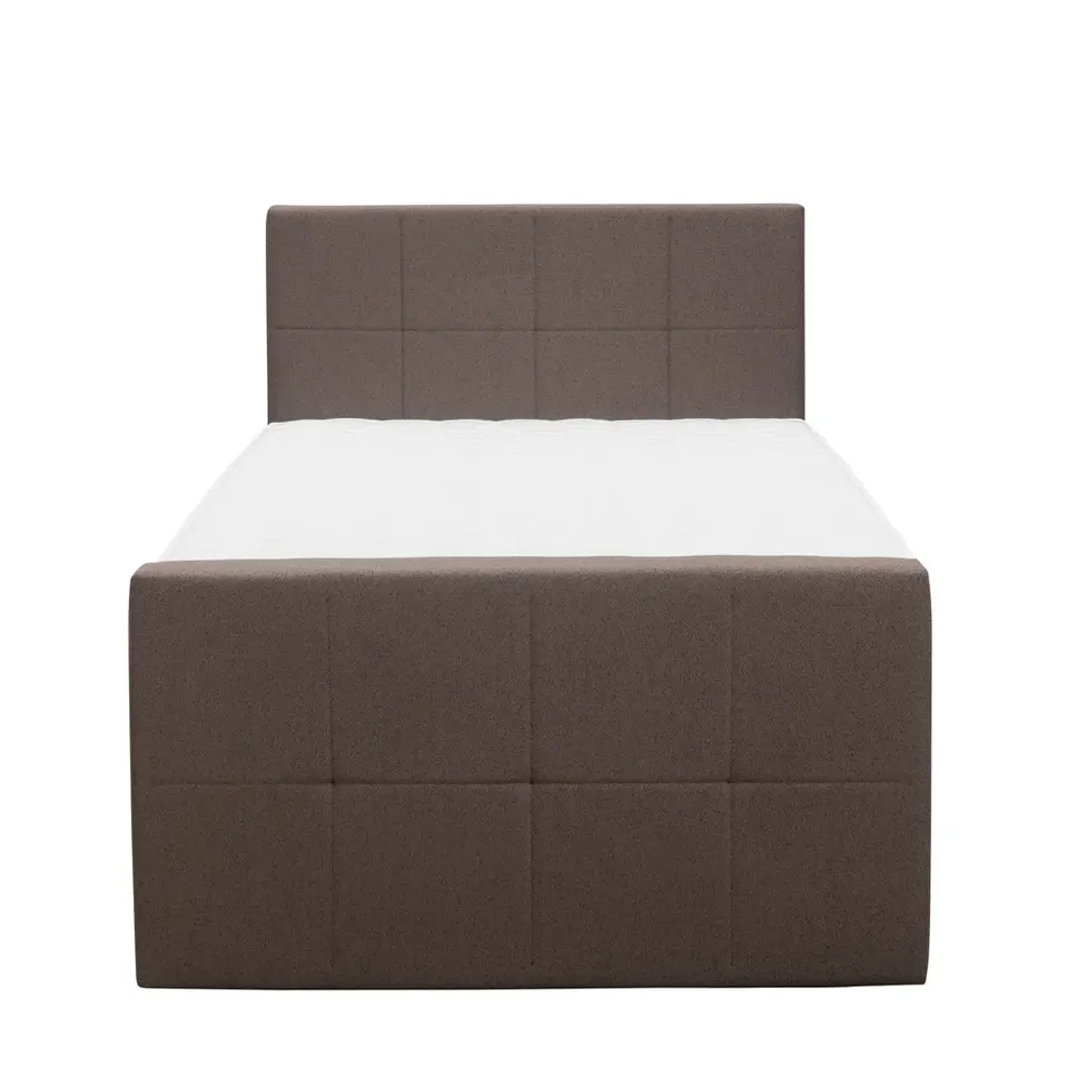 Boxspring met opbergruimte en voetbord Liv geblokt - donkerbruin - 120x200cm