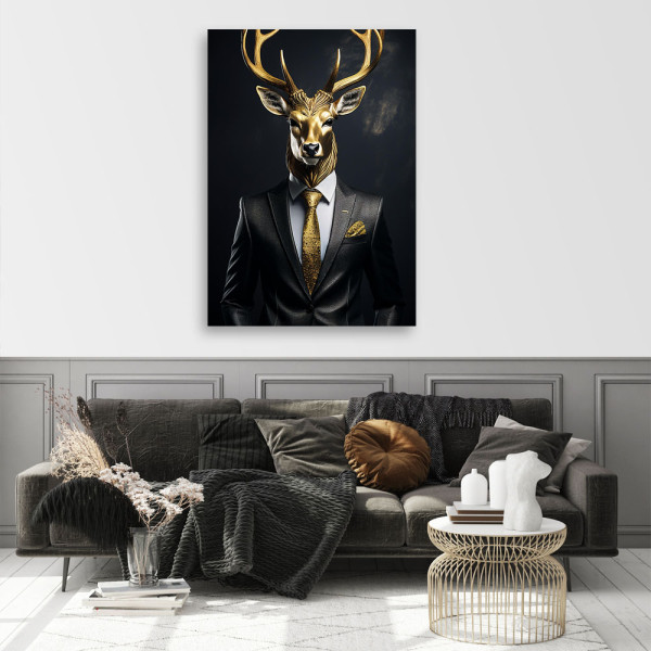 Feeby Obraz na płótnie, Jeleń Zwierzęta w garniturze 40x60