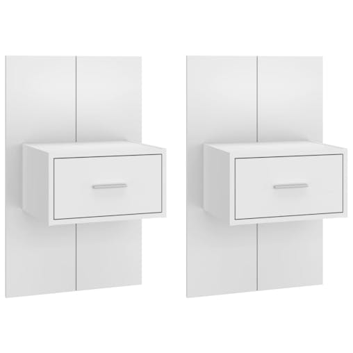 NNEVL Wall-mounted Bedside Cabinets 2 pcs High Gloss White