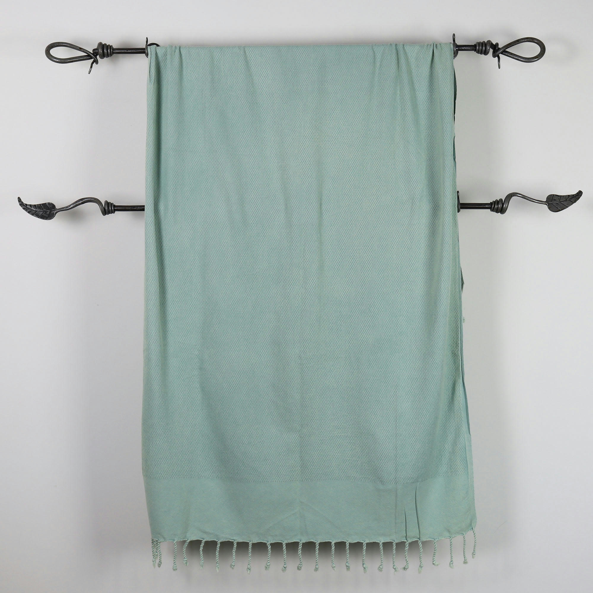 - Fouta vintage 100% coton avec franges vert mer 95x170cm