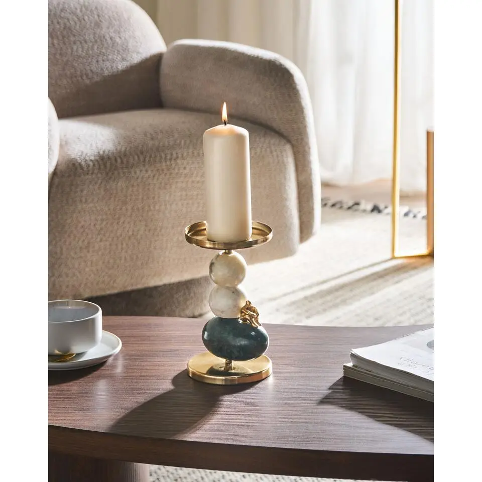 KRIVODOL - Kandelaar - Meerkleurig - 20 cm - Marmer