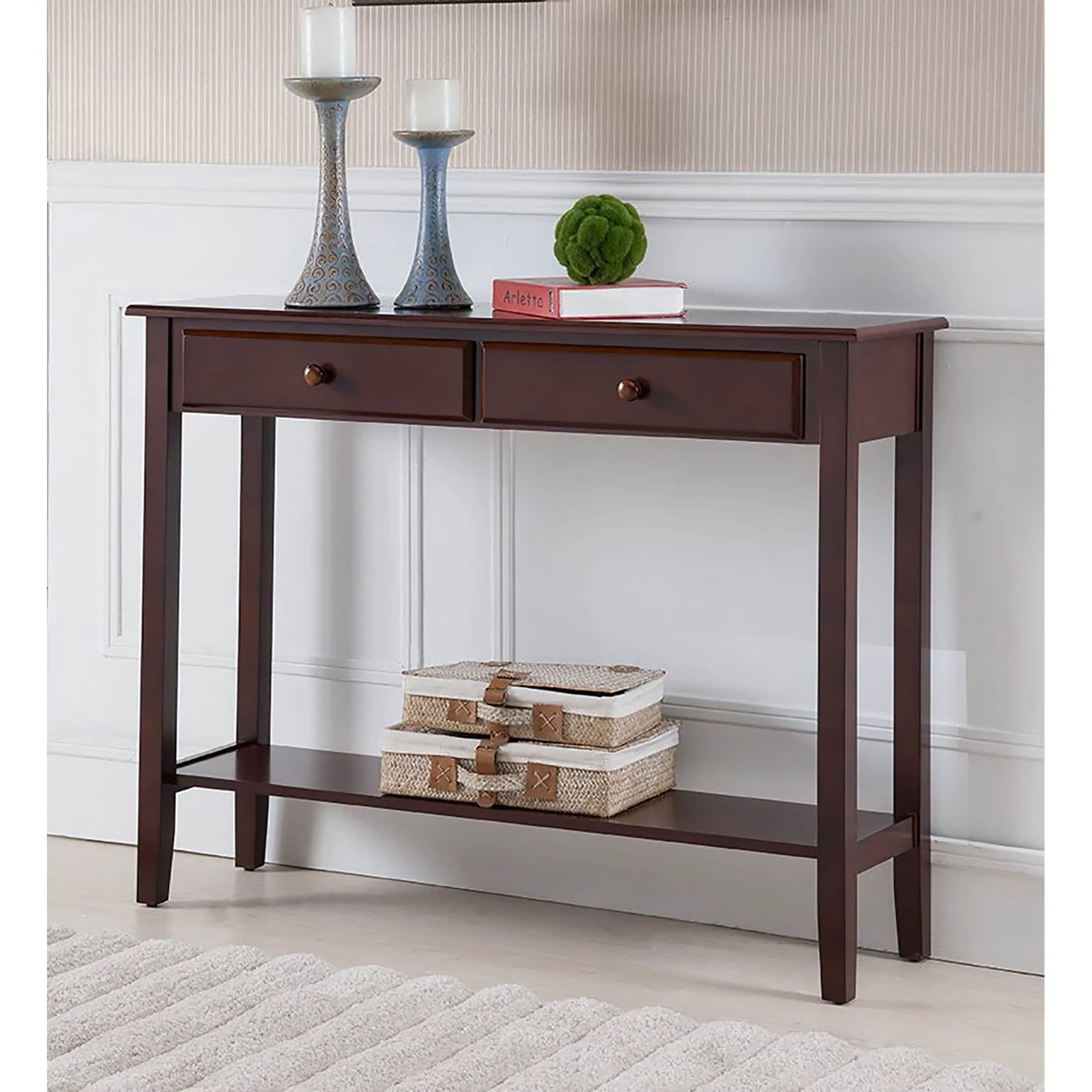 Wood Console Table with 2 Drawers