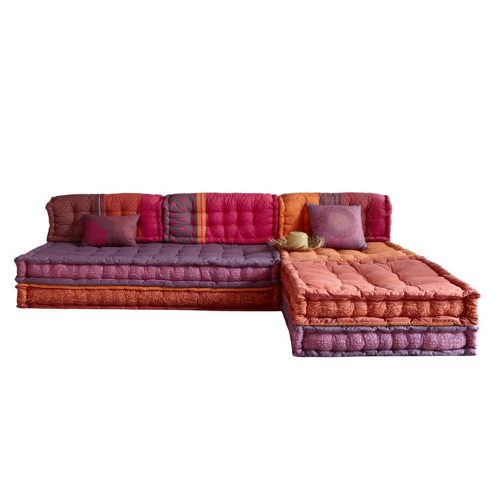 Madurai - Banquette d'angle modulable 6 places en coton