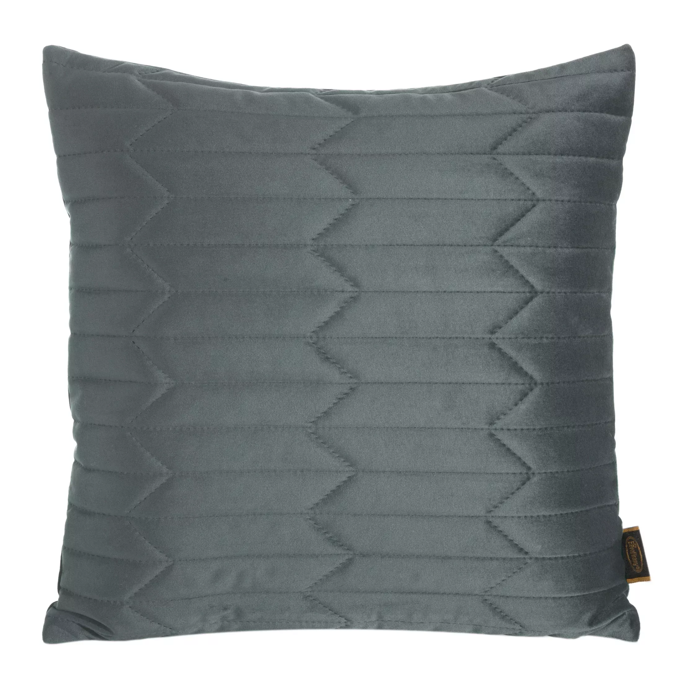 Poszewka na poduszkę 45x45 cm welwetowa, ciemnomiętowa pikowana metodą hot press w geometryczny wzór SOFIA Eurofirany Premium