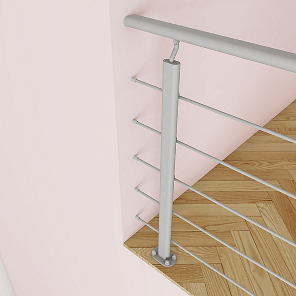 Kit Balustrade 1ml garde-corps avec 5 traverses fixation à plat en aluminium Gris mat SANILAND
