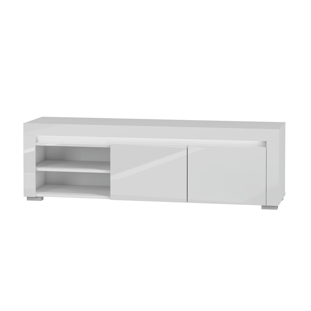 - Meuble TV 2 portes 152 cm LED inclus stratifiés blanc