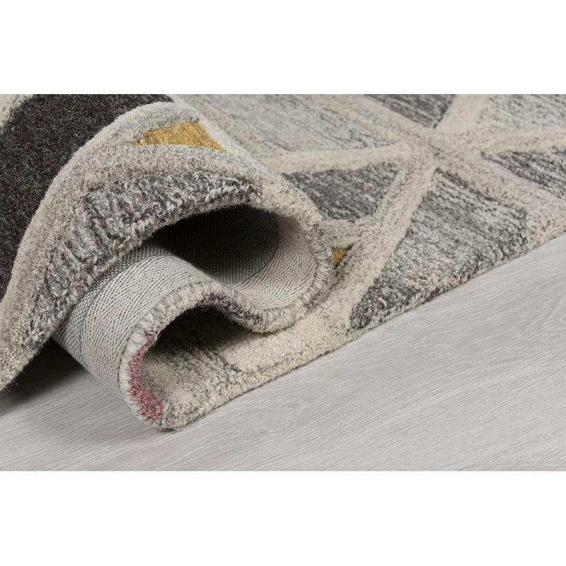 MODA - Tapis Pure laine Géométrique Multi Gris River 60 x 230