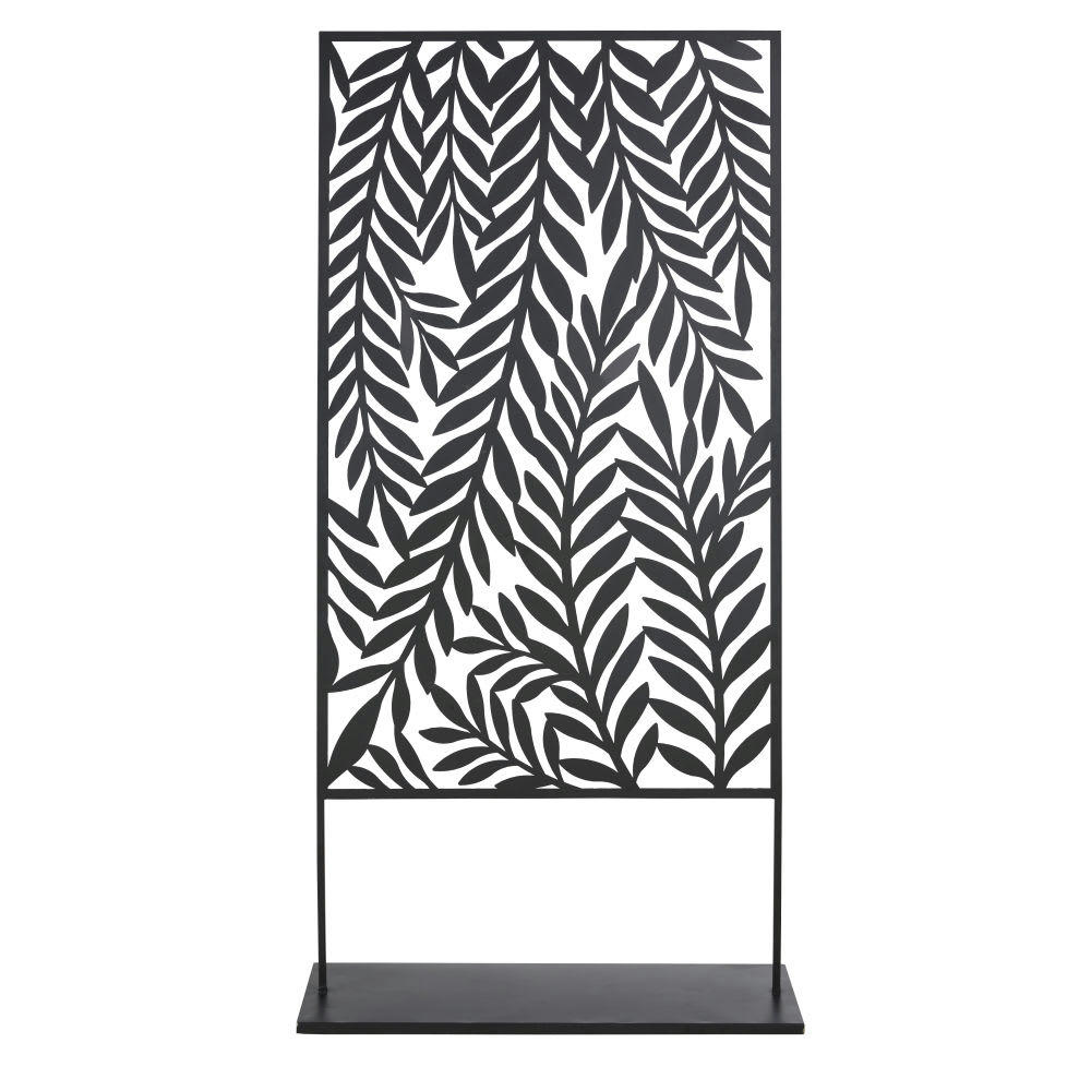 DELTENA - Paravent d'extérieur en métal imprimé feuillage noir