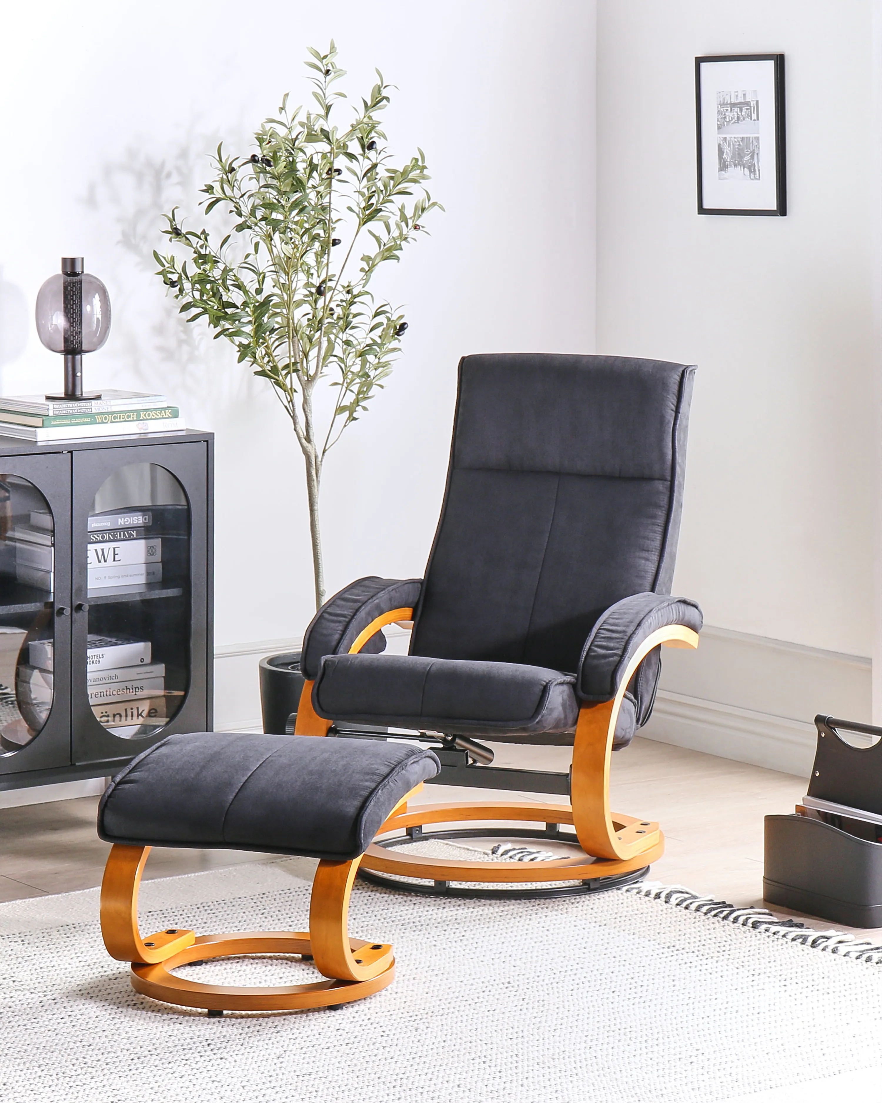 Massage Chair HERO with Footstool Fabric Black