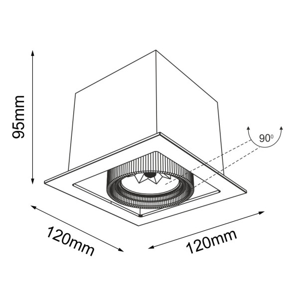 Oprawa wpuszczana oczko kwadratowa czarna 12cm EBINO 1xGU10x10W IP20 Shilo