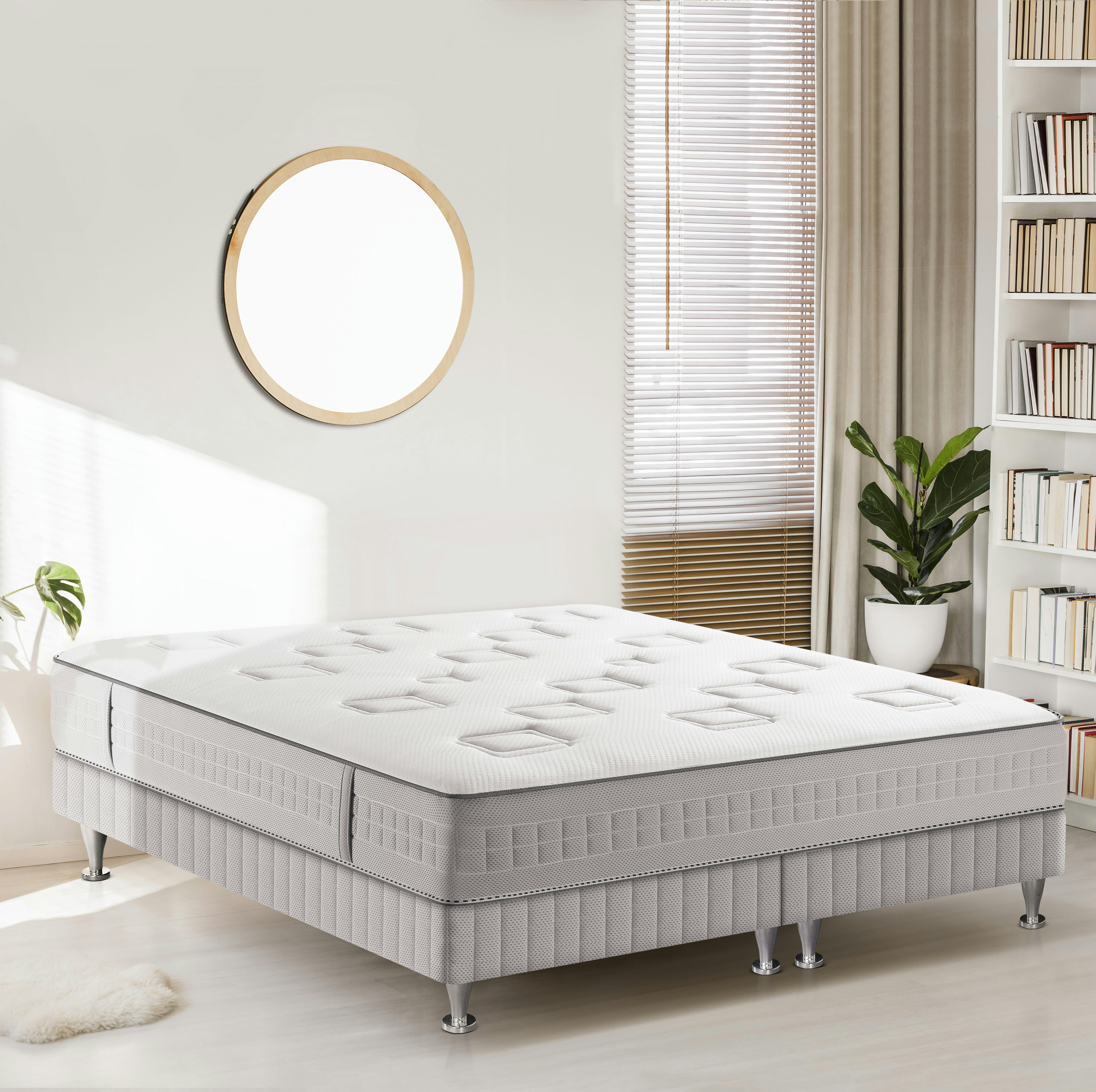 CHALLENGE - Ens CHALLENGE 160x200 matelas H24 ressort ensachés, ferme, 2 sommiers