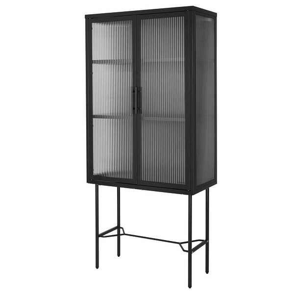 Elegant Floor Cabinet with 2 Tampered Glass Doors