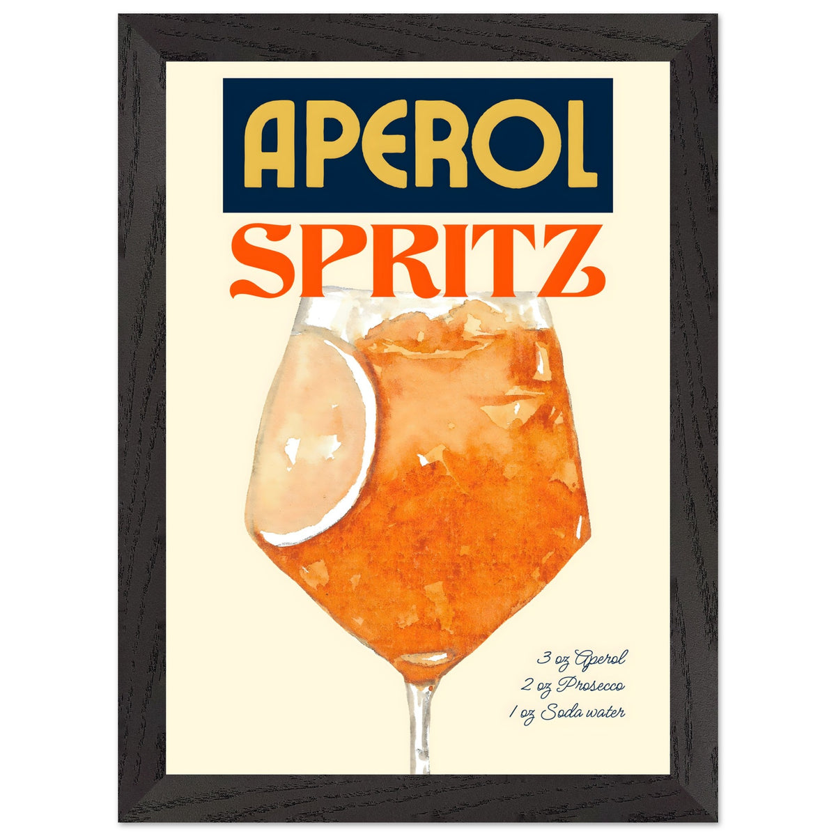 Artfulprints Poster met Lijst Aperol Spritz - Original  - A4 21x29.7 cm - Oranje