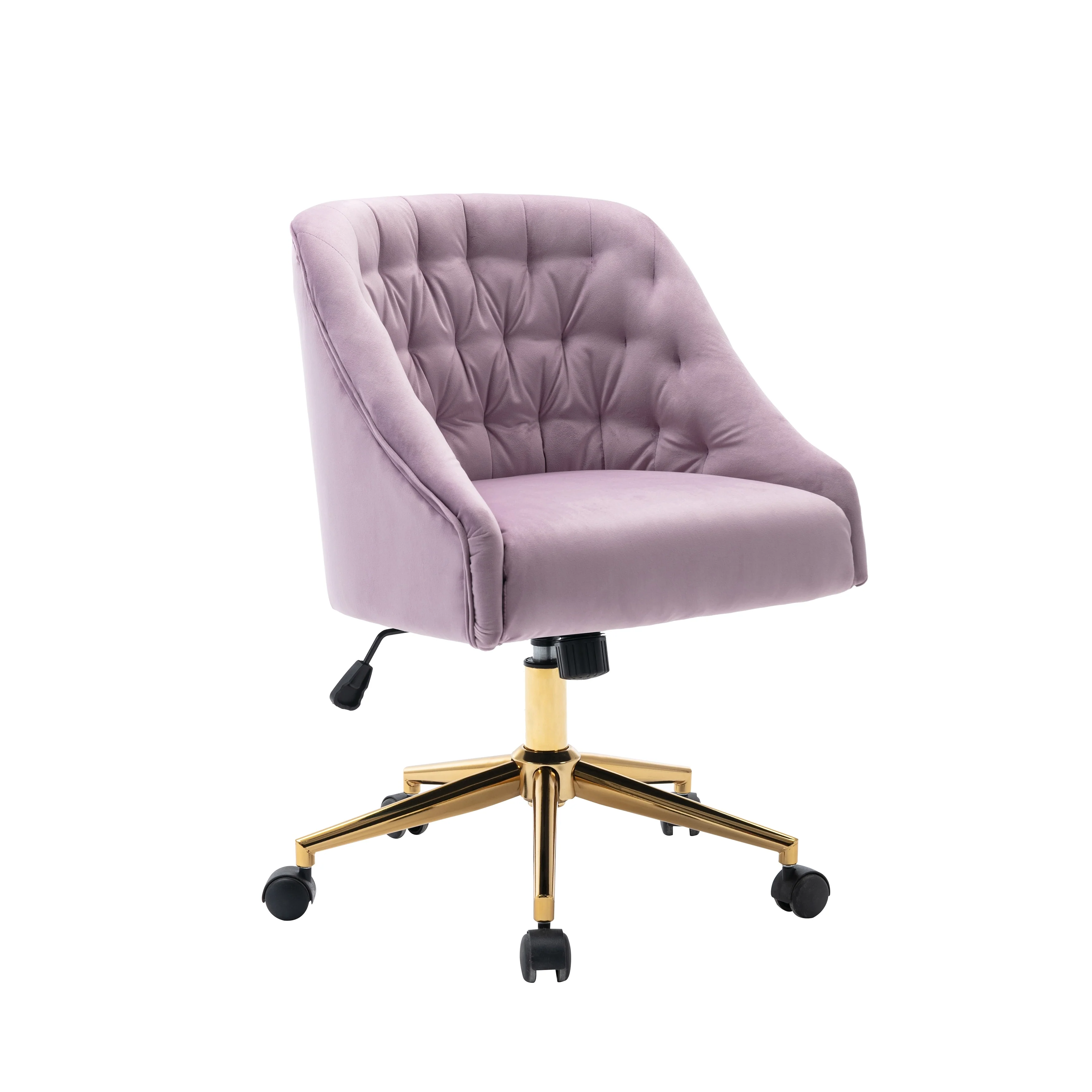 Porthos Home Hattie Tufted Velvet Office Chair, Gold Base With Wheels