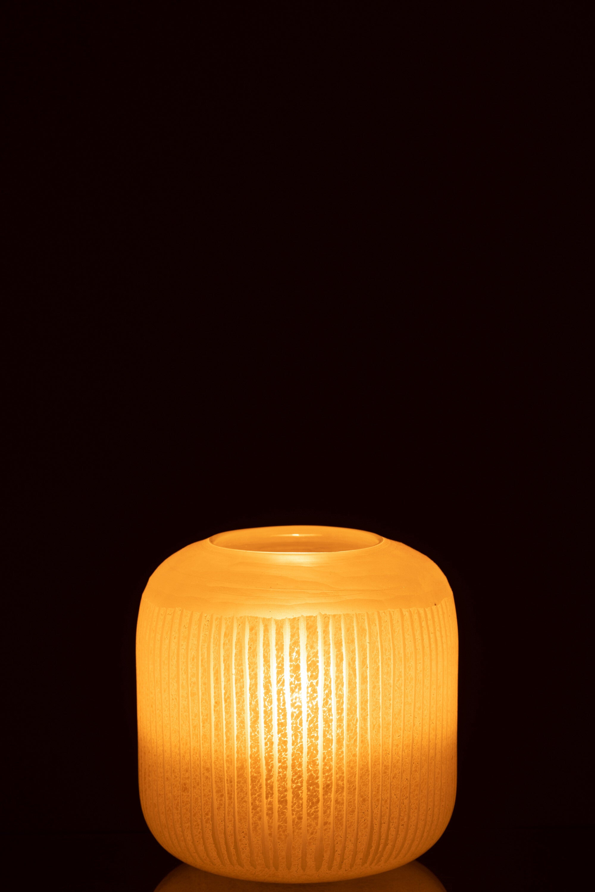 J-Line vaas Strepen - glas - lichtgeel - small - Ø 17 cm