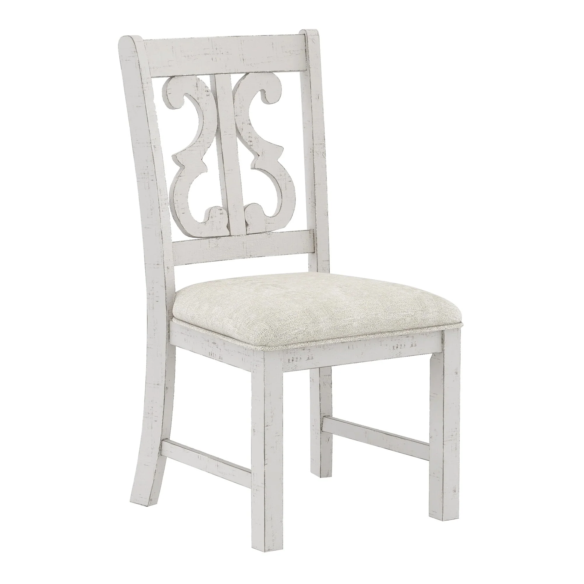 Eya 7pc Dining Table and Chair Set, White and Oak Brown Wood, Gray