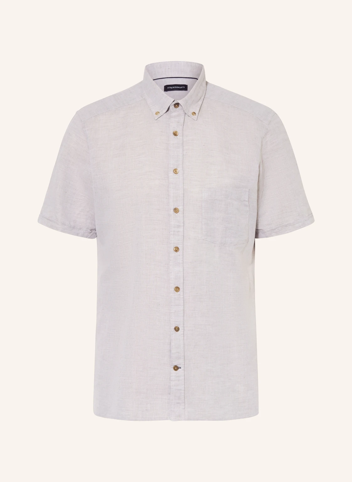 STROKESMAN'S Kurzarm-Hemd Comfort Fit mit Leinen
