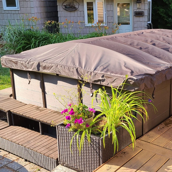 Whirlpoolabdeckung, 3900 x 2280 cm, braun, Roll-Isolierabdeckung für 4 m Swim Spa