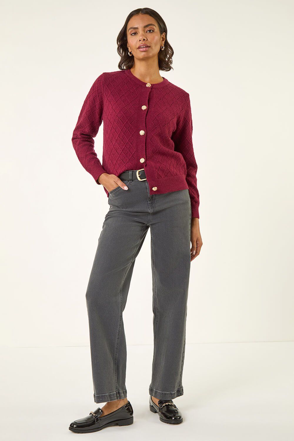 Roman Cable Knit Buttoned Cardigan