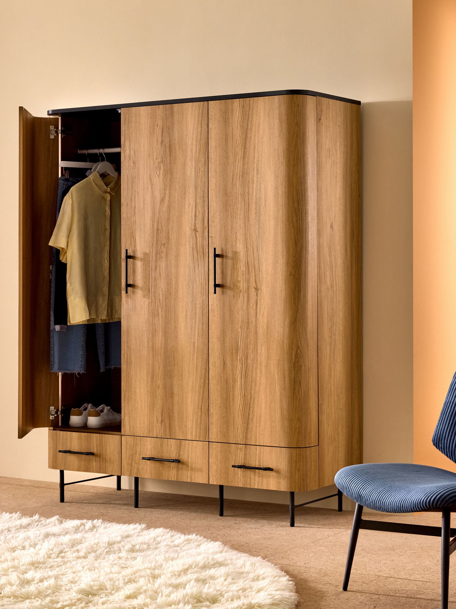 Oak Effect Zeke Triple Wardrobe