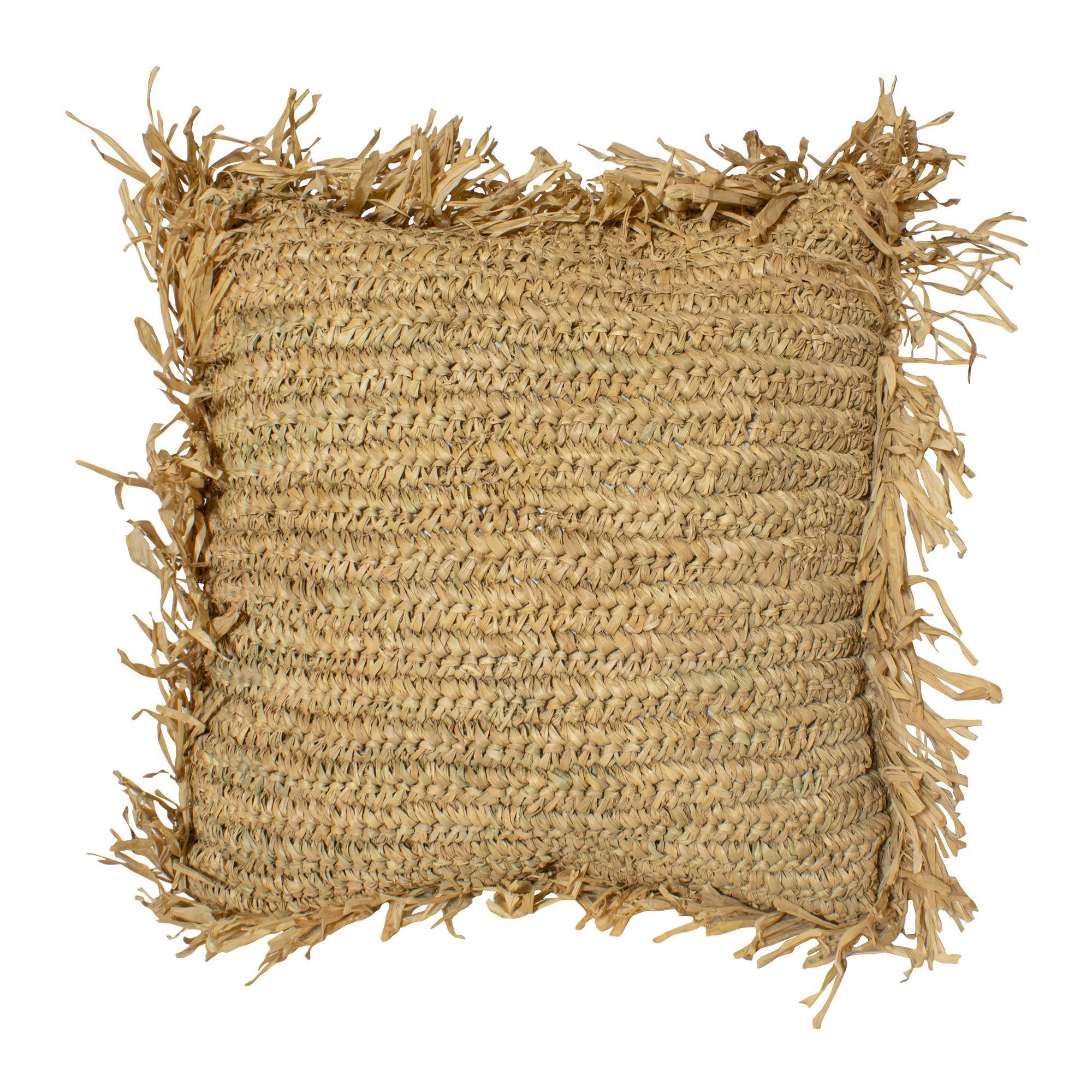 SYROS - Coussin en raphia avec franges 40cm