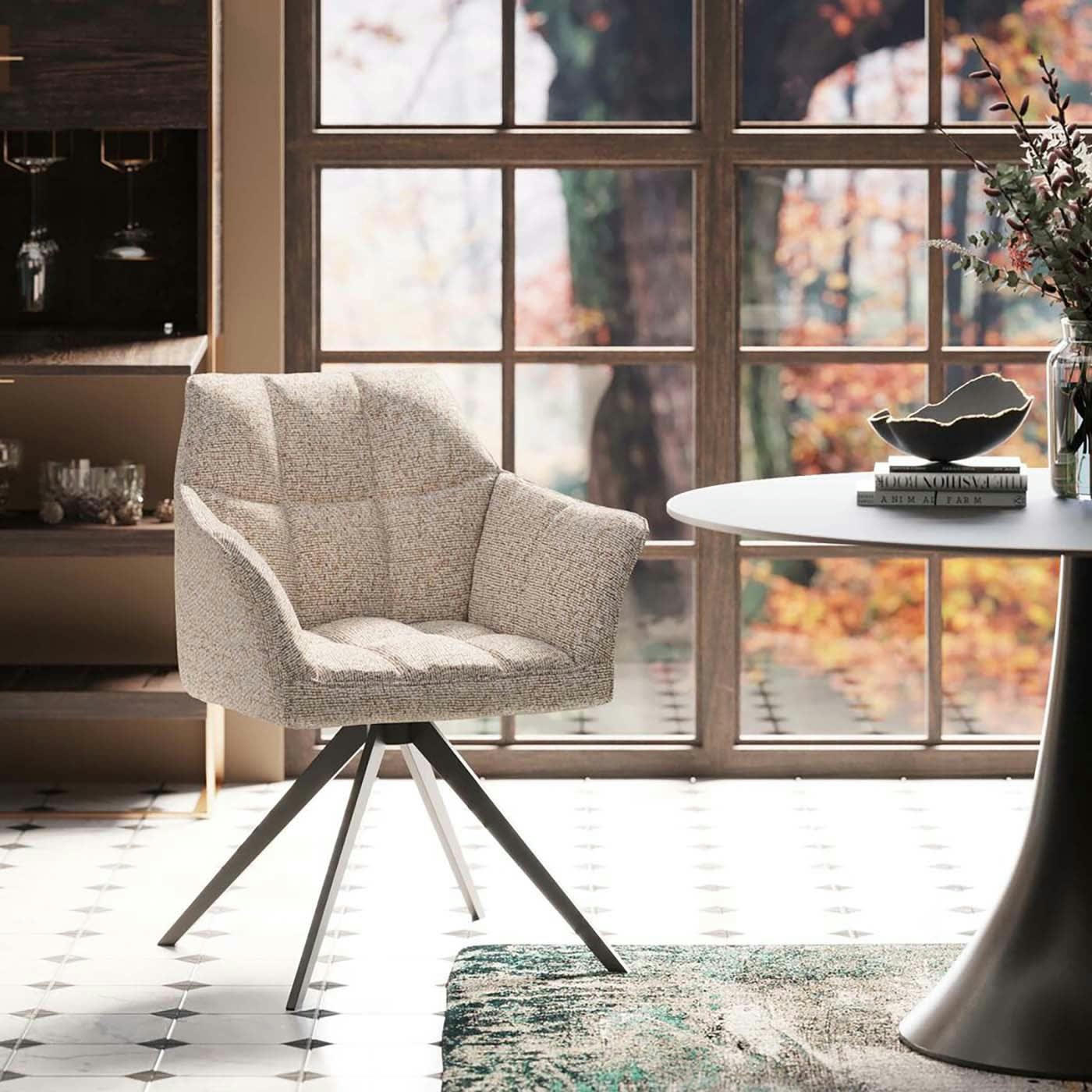 THINKTANK - Chaise avec accoudoirs pivotante Thinktank crème Kare Design