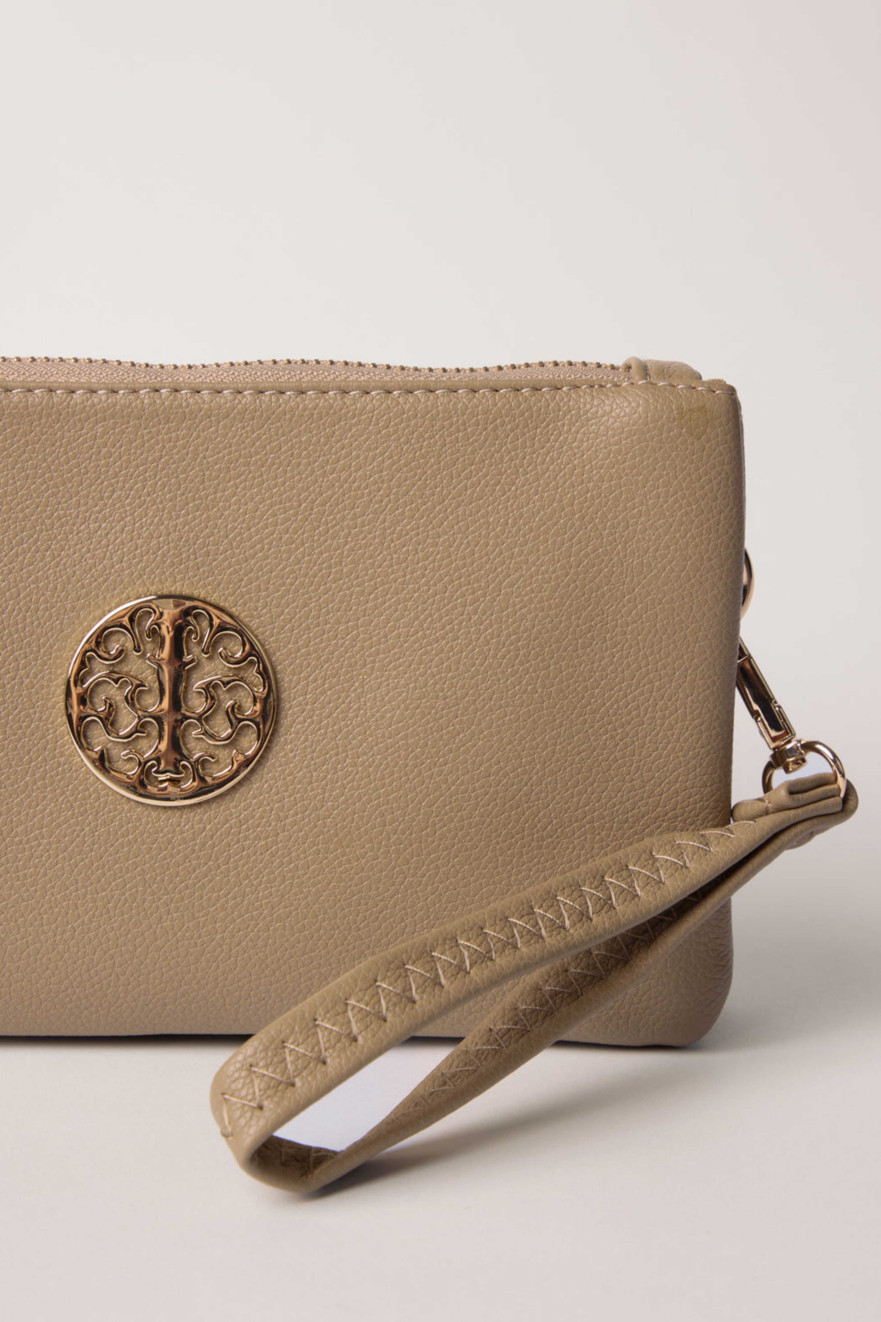 Blue Vanilla Detailed Zip Up Purse With Detachable Strap