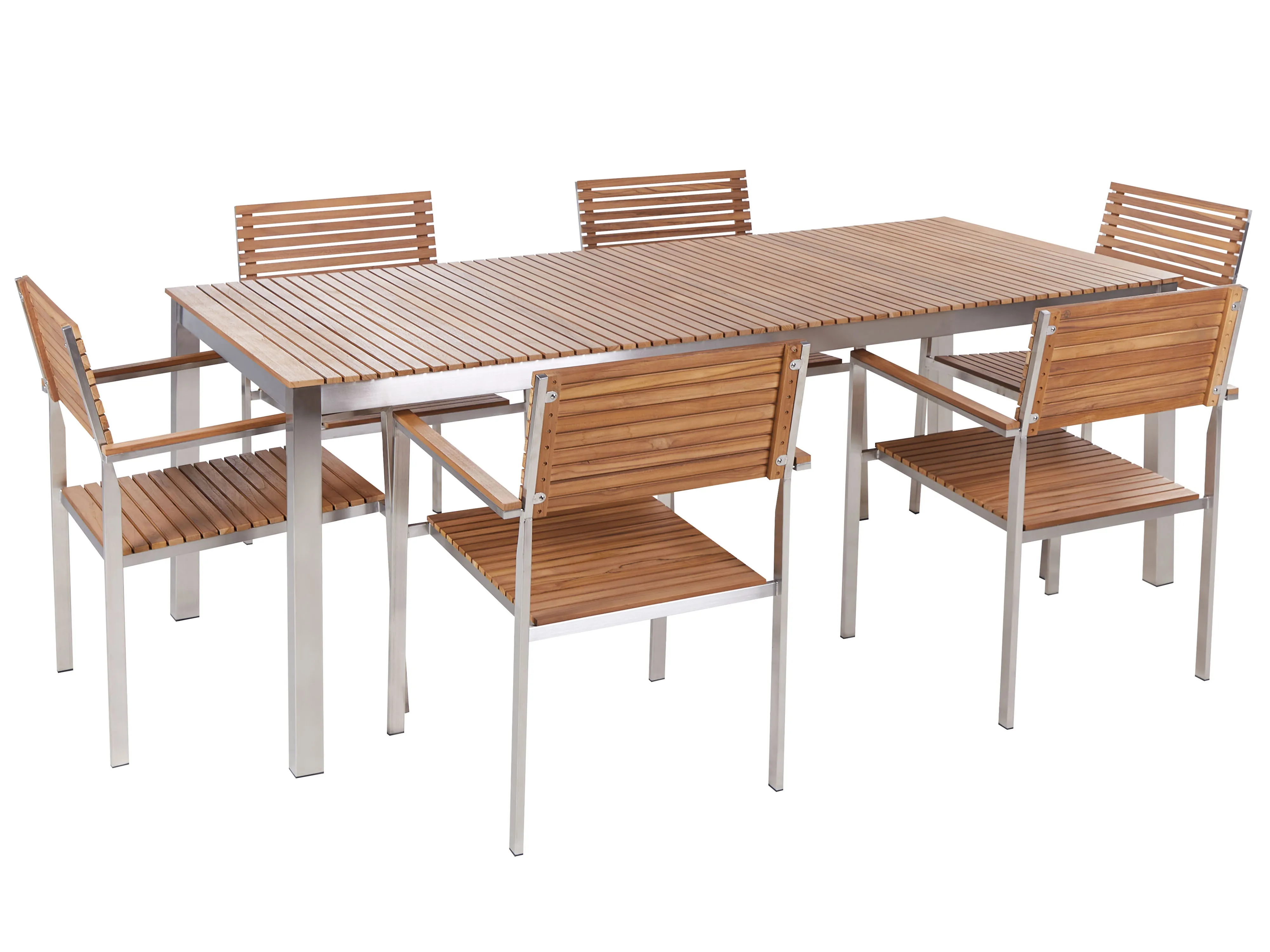 Garden Dining Set 6 Seater VIAREGGIO Certified Teak Wood Brown