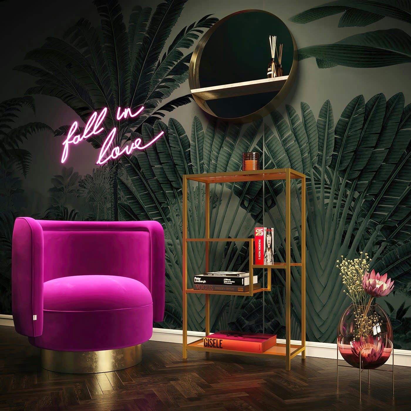 LOFT - Etagère 100x60 en acier doré et verre teint