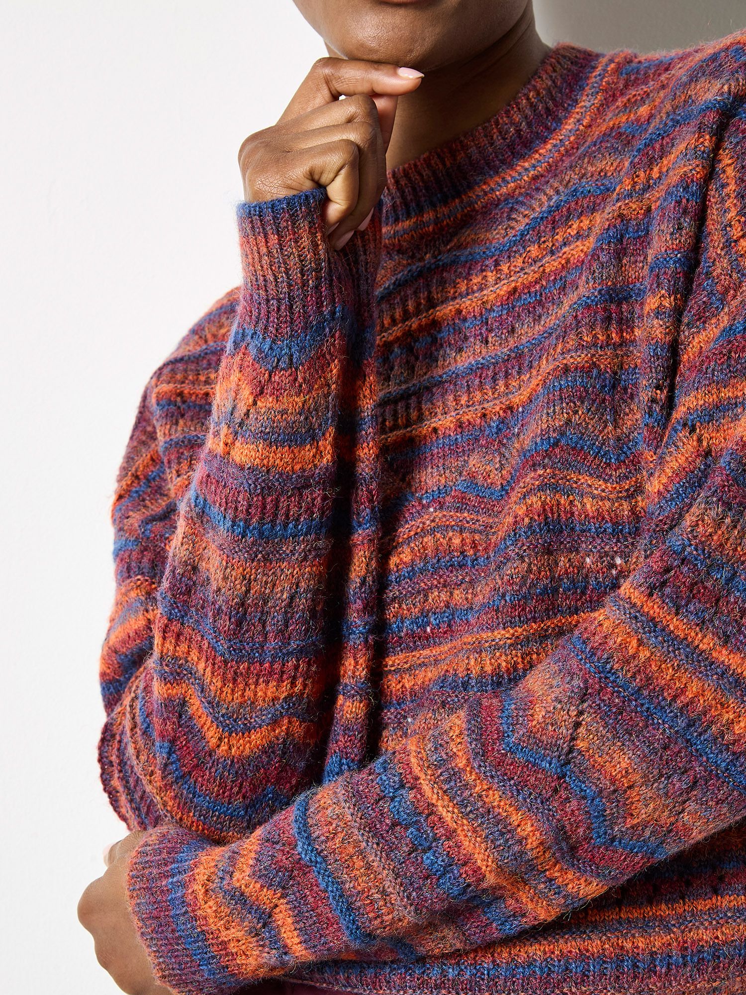 Apricot Pointelle Knit Stripe Jumper