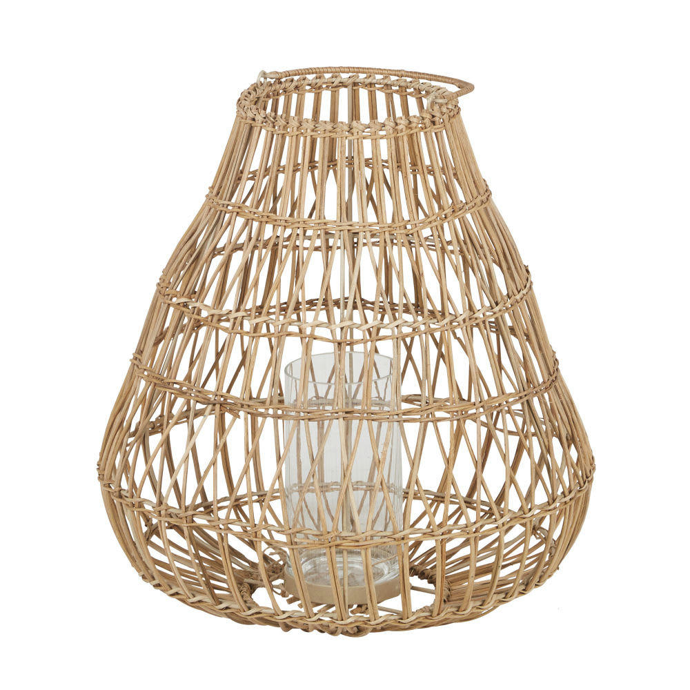 OUALIDIA - Photophore en rotin marron