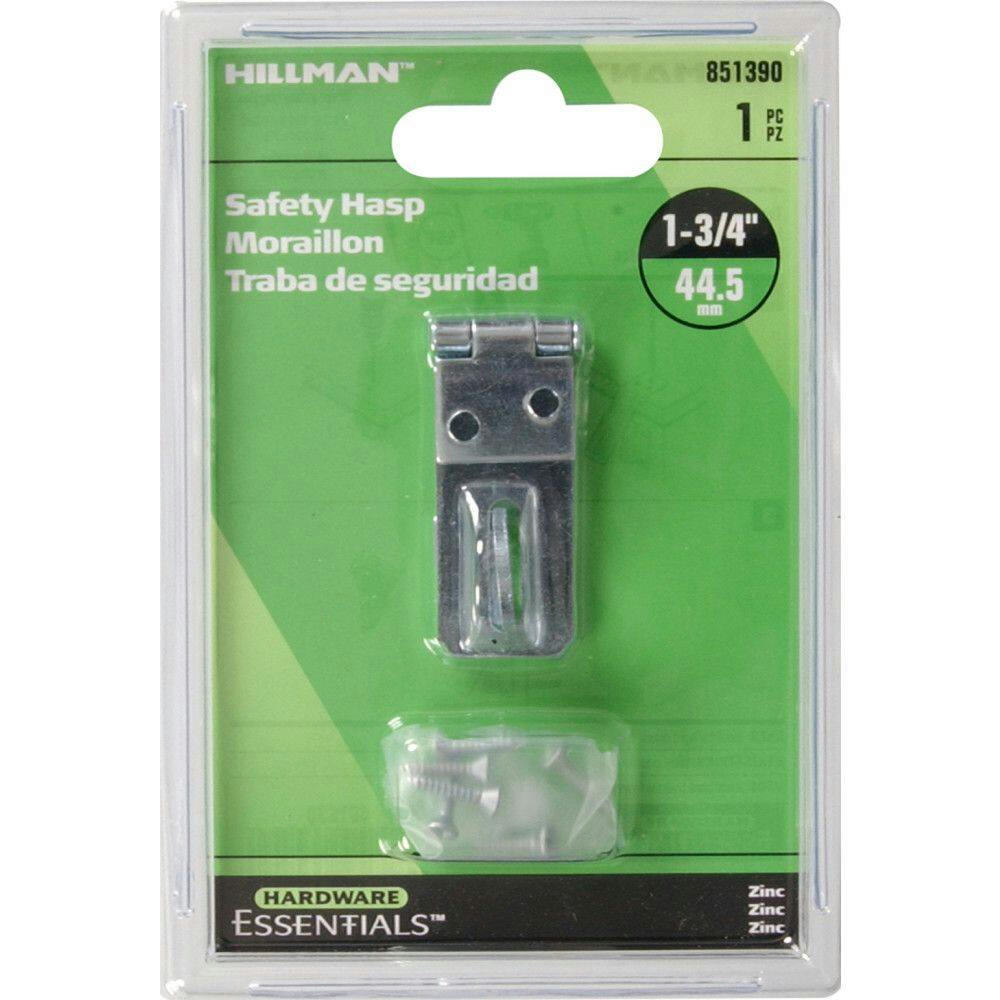 Hillman Fixed Staple Safety Hasp, For Secure Doors/Cabinets/Trunks, Zinc-Plated, 1-3/4-in