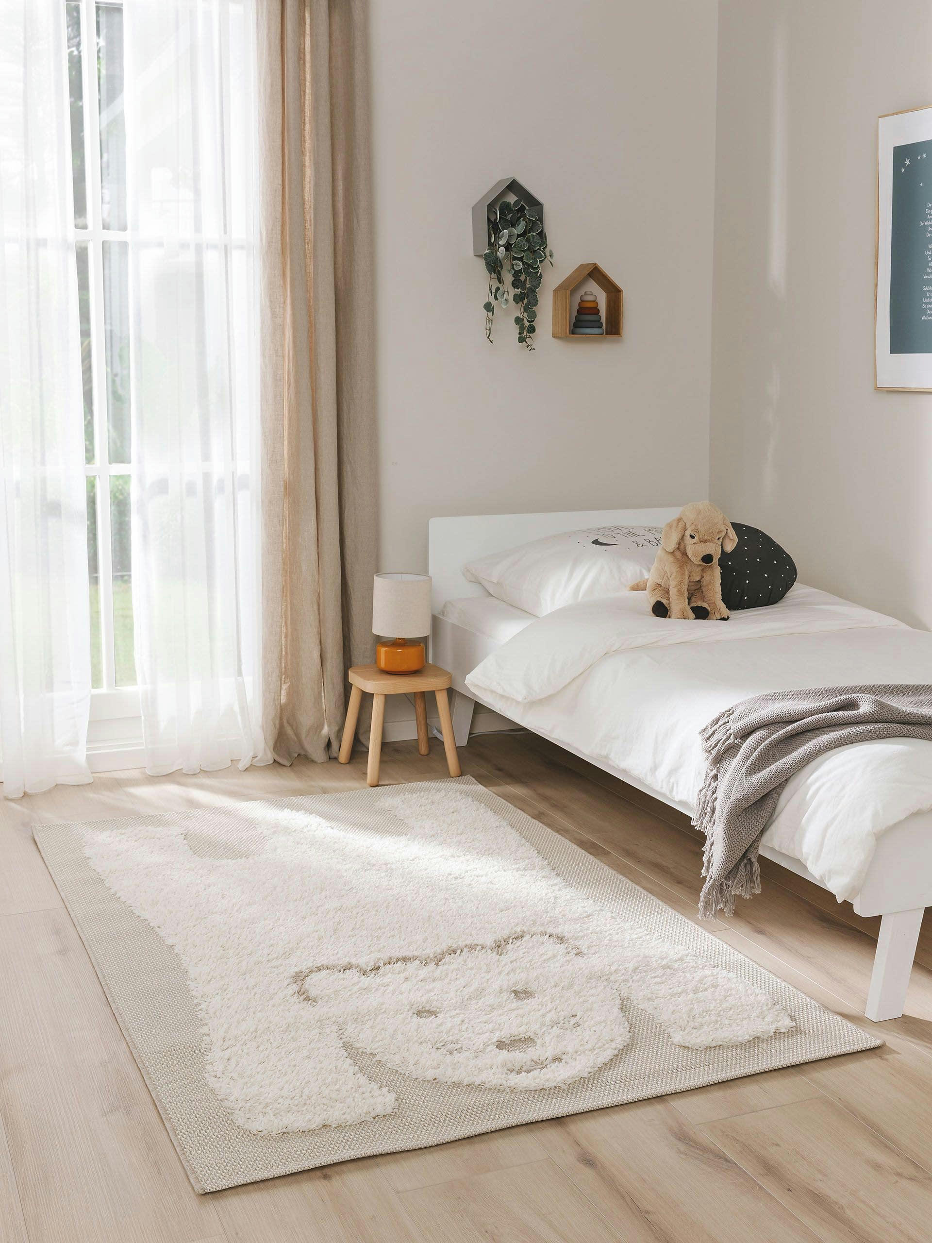 CARLO - Tapis enfant crème/taupe 120x170