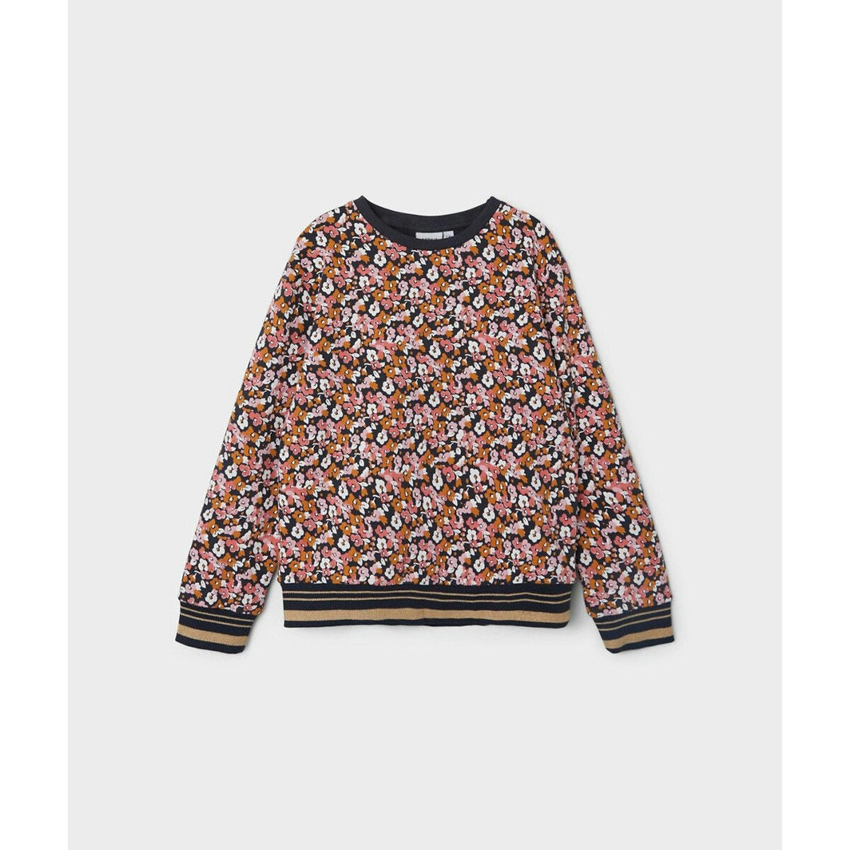 Sweat col rond imprimé fleuri en molleton