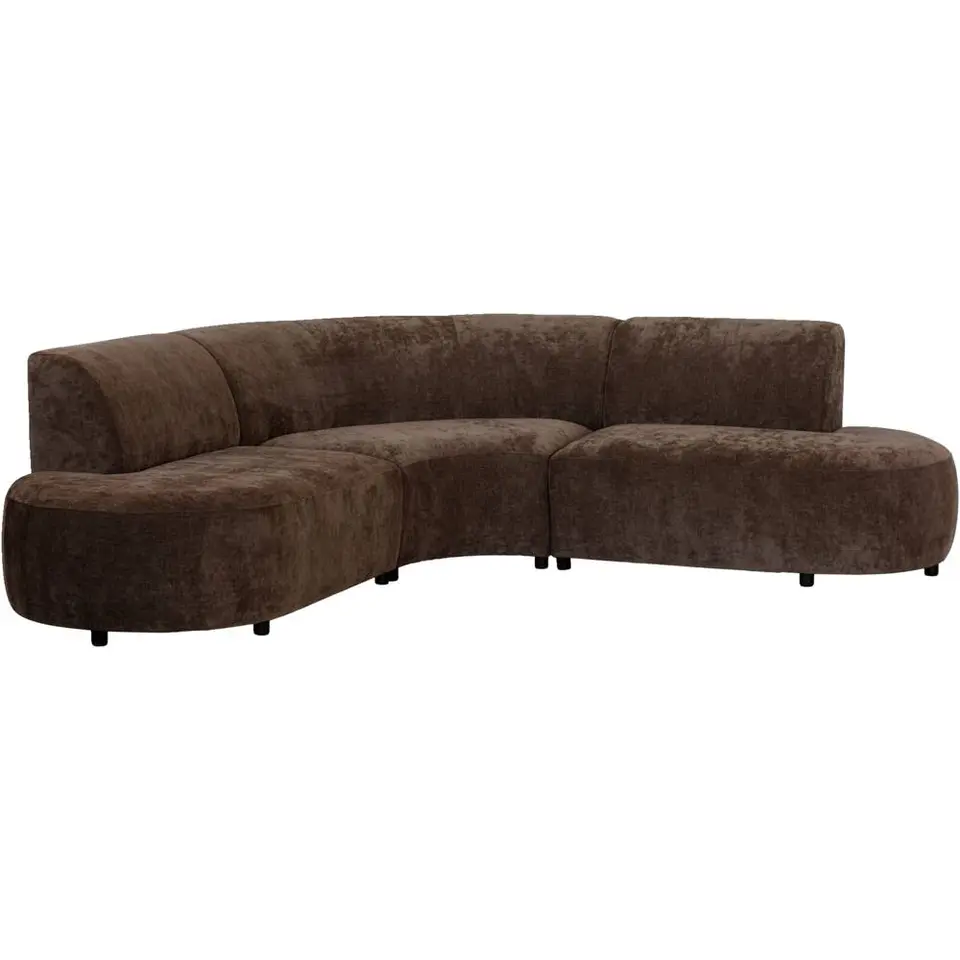 Hoekbank Luna rond - stof Rebel - bruin
