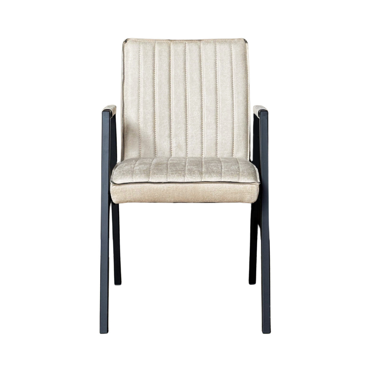 Starfurn Eetkamerstoel Tivoli - Beige Leer - Incl. Armleuning - Set van 2