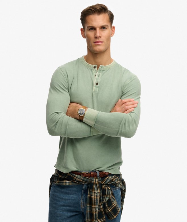 Lightweight Textured Henley Top