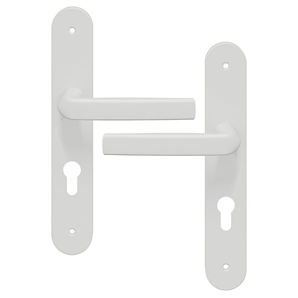 Ensemble poignée sur plaque Incurvé cylindre GoodHome Primel mat blanc L.126mm x l.40mm entraxe 195mm
