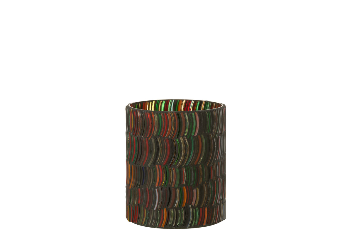 J-Line windlicht Mozaiek Curve - glas - mix - medium