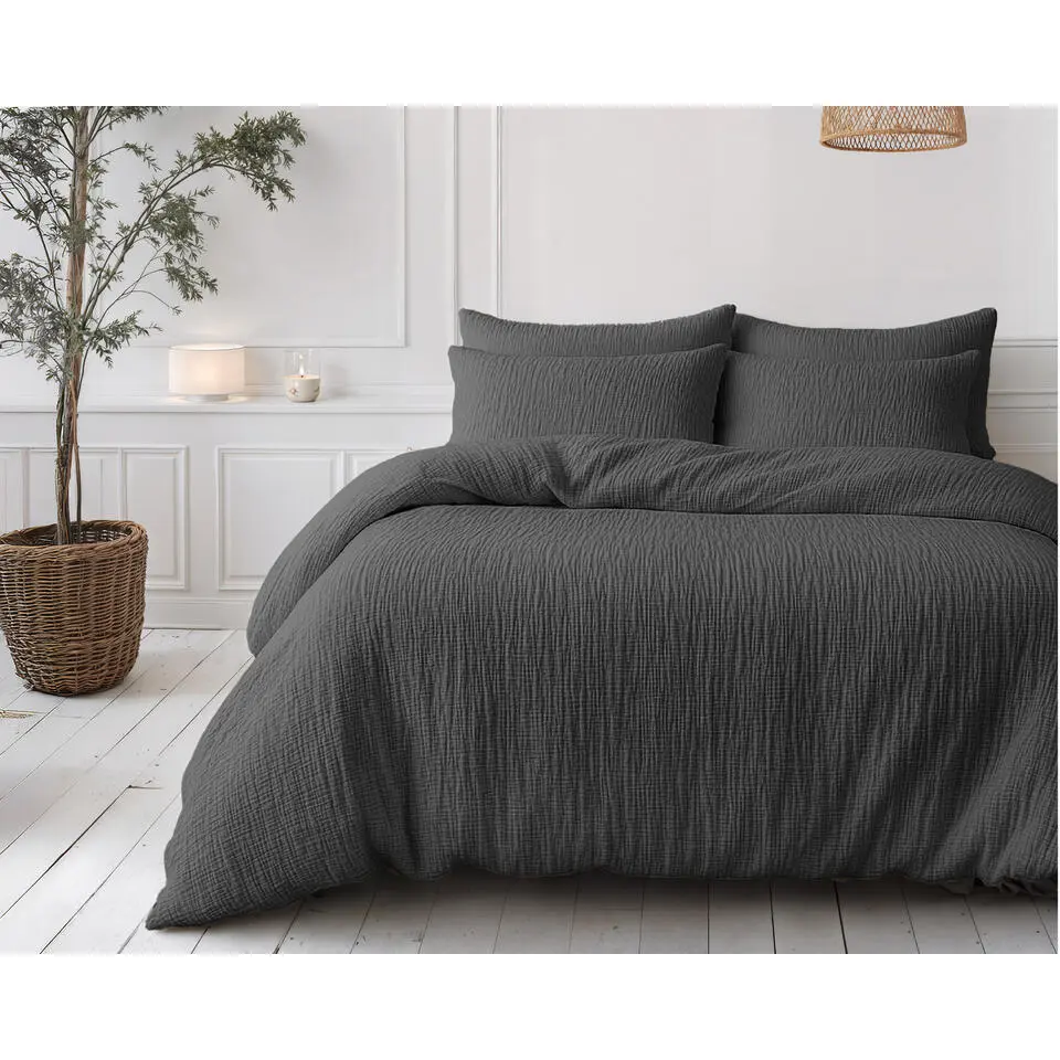 Dekbed zonder Overtrek �?Luxe Mousseline �?Superzacht Katoen �?Antraciet 140x200