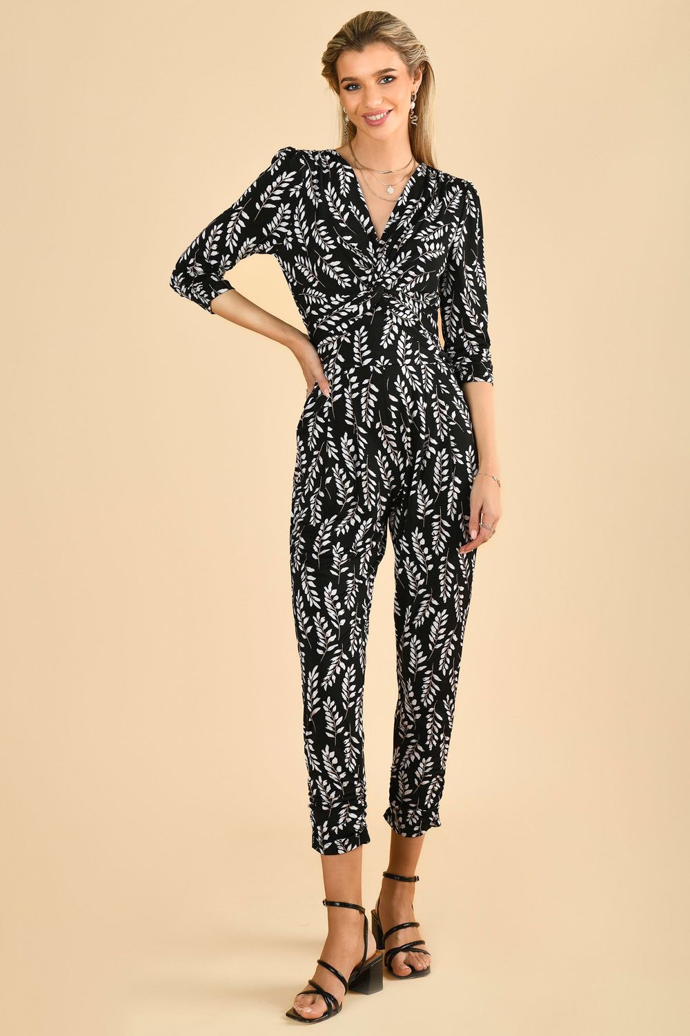 Jolie Moi Twist Front Jersey Jumpsuit