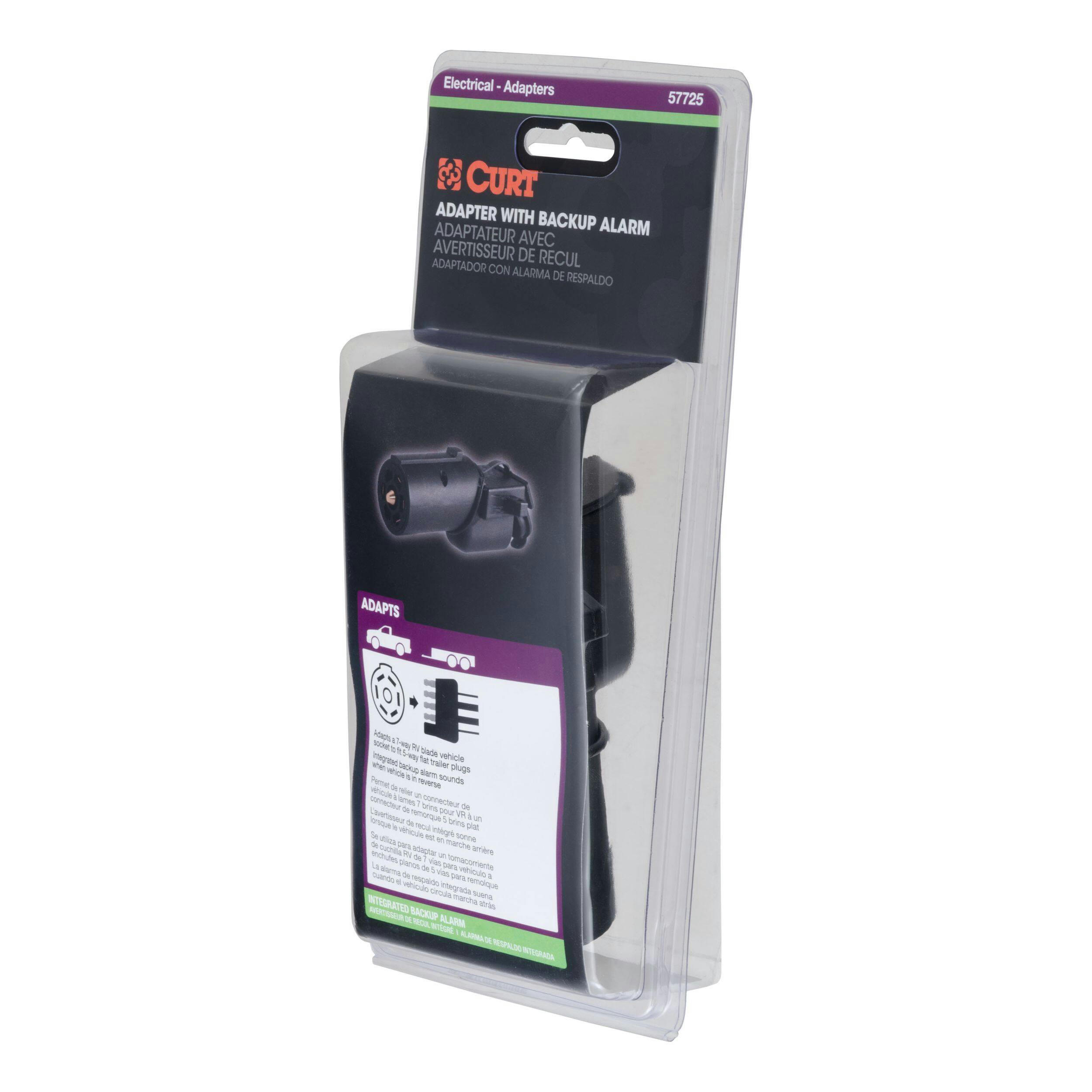 CURT Adapter with Backup Alarm (7-Way Blade to 5-Way Flat Trailer)