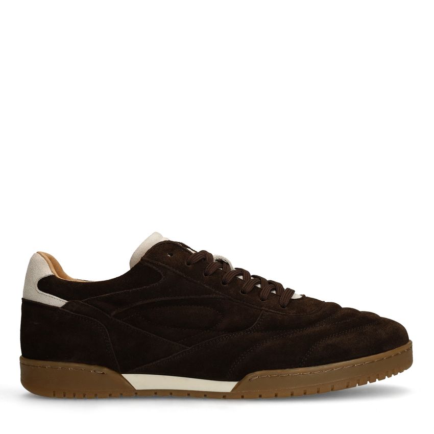 Manfield Donkerbruine suède sneakers