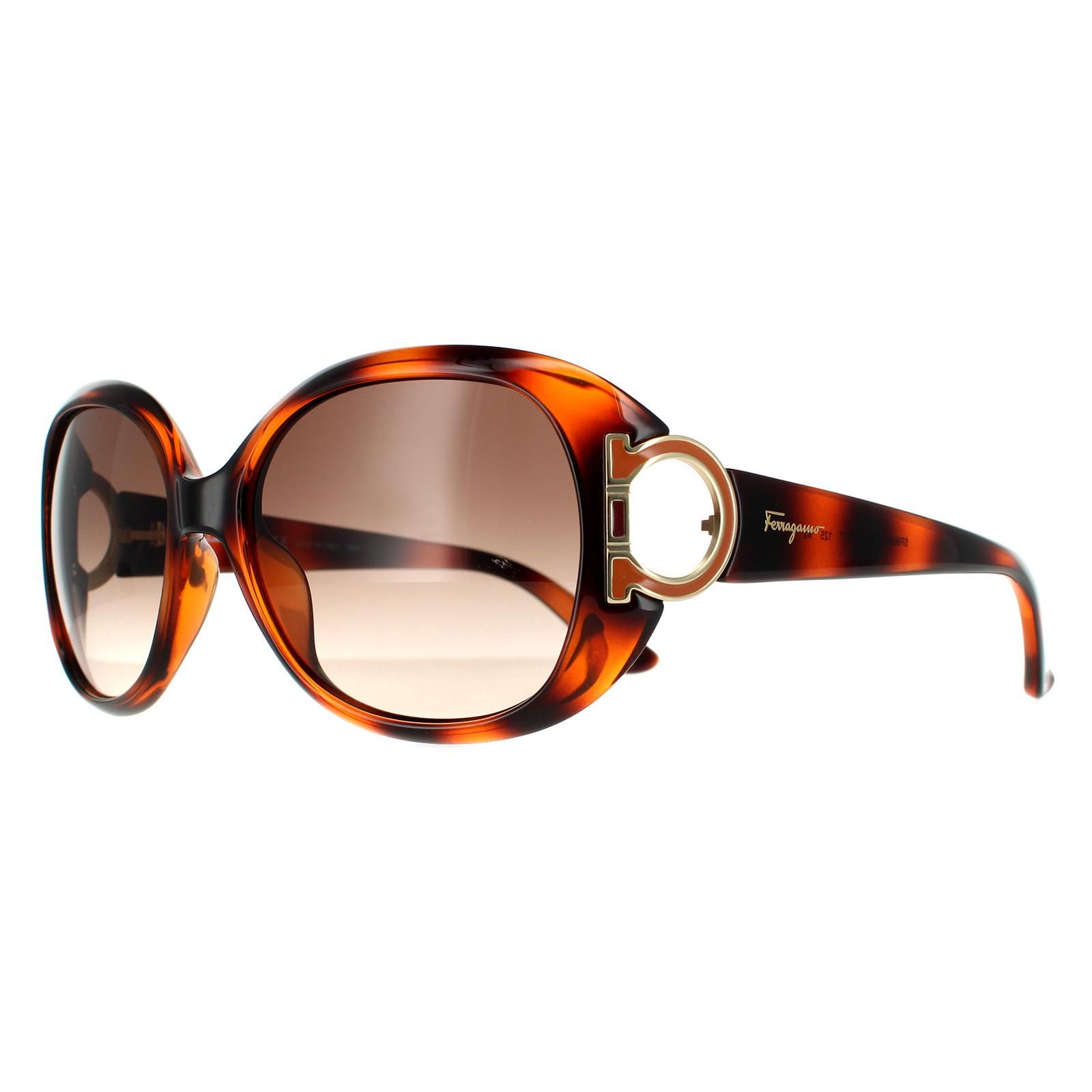 Salvatore Ferragamo Oval Tortoise Brown Gradient Sunglasses