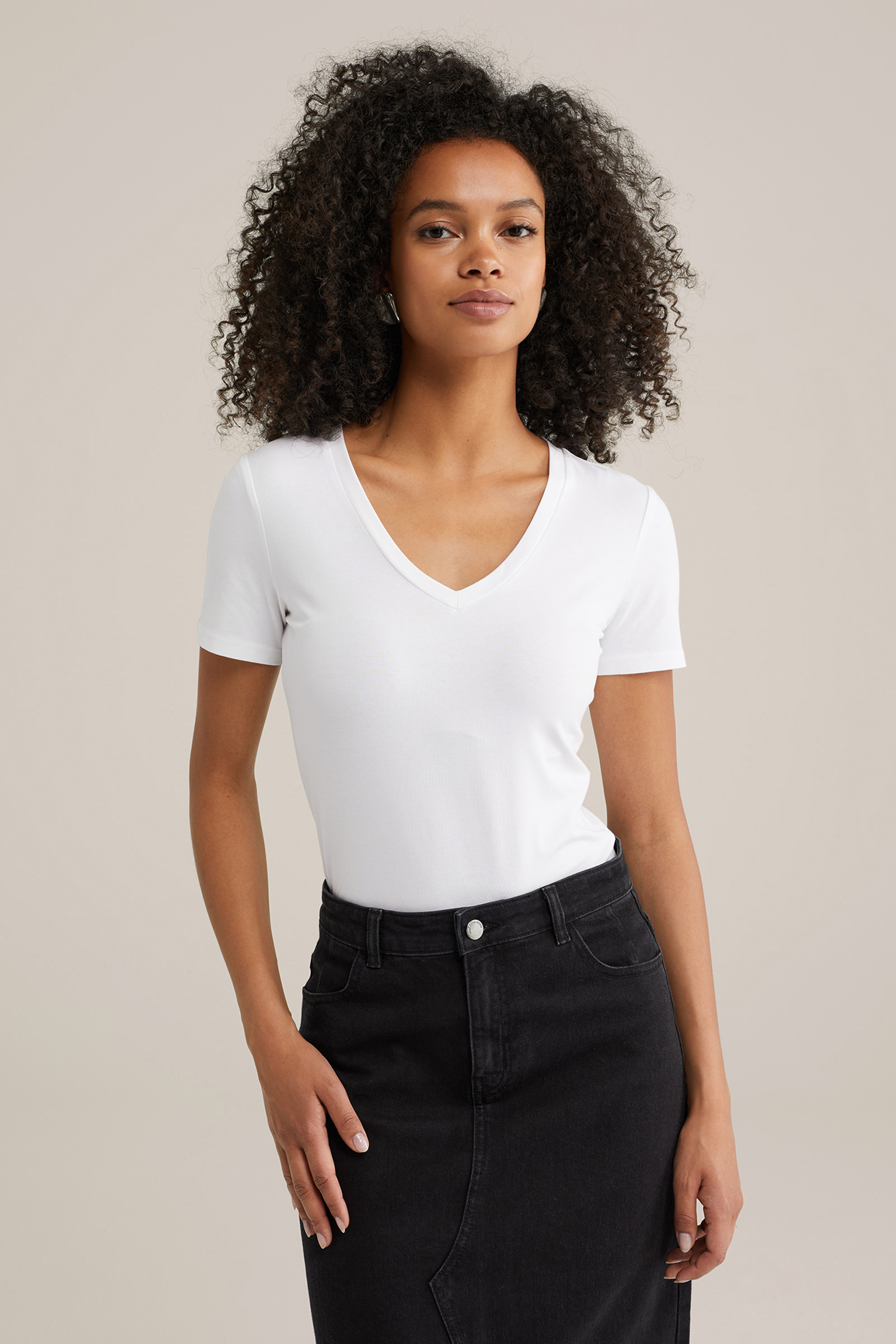 Dames T-shirt met V-hals, 2-pack