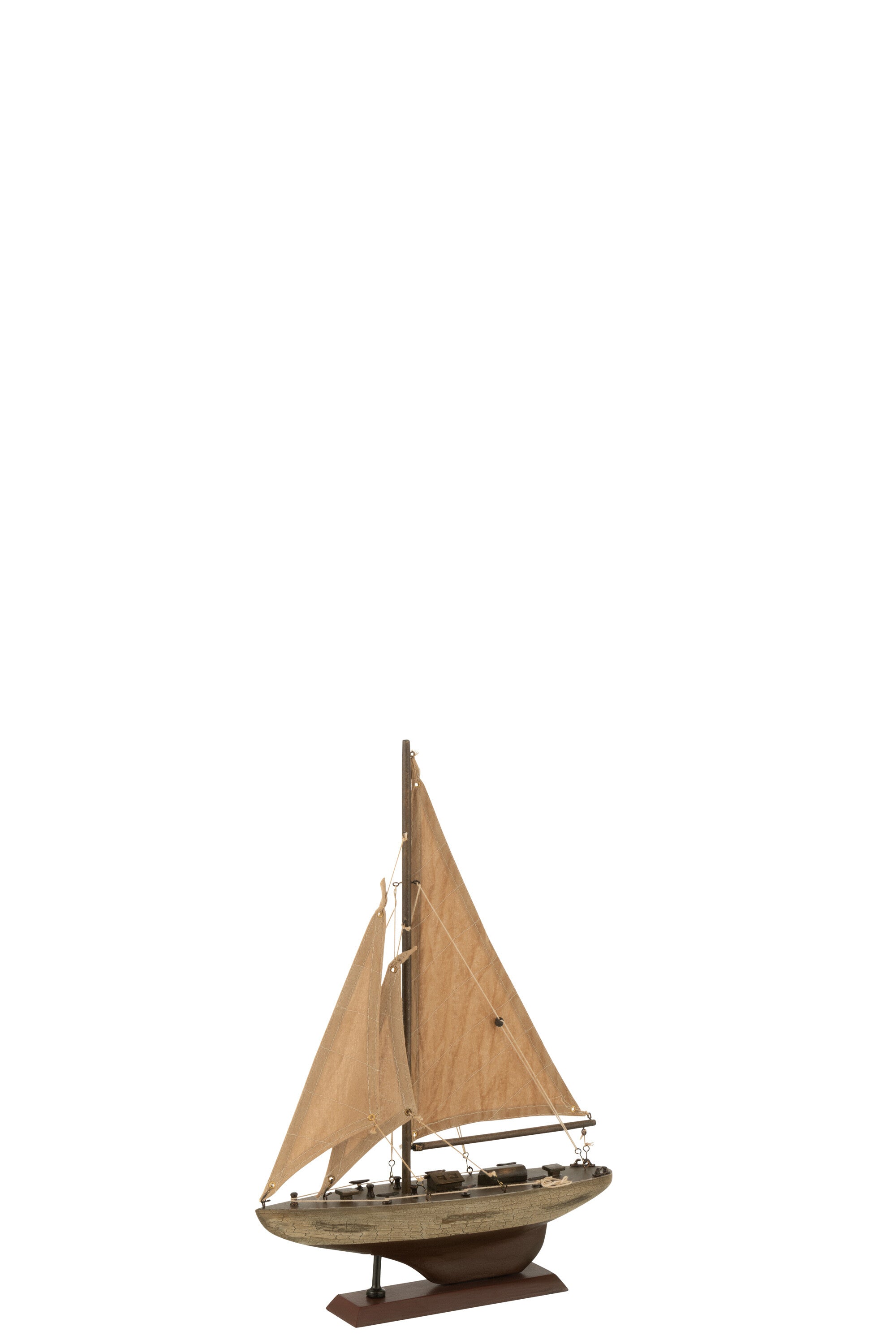 J-Line decoratie Zeilboot - hout - bruin - small