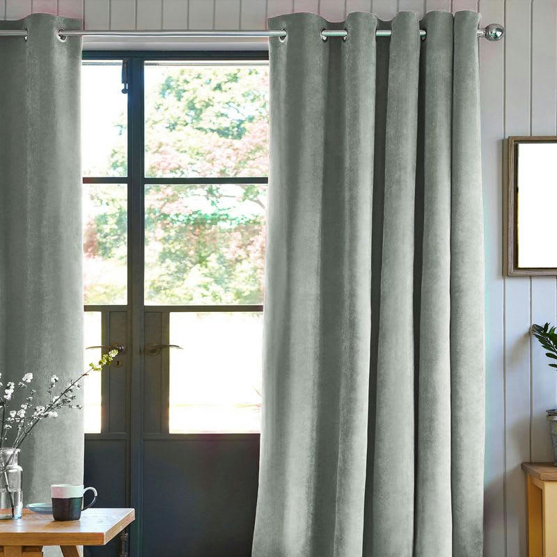 VELOURS - Rideau toucher velours gris clair 140x250