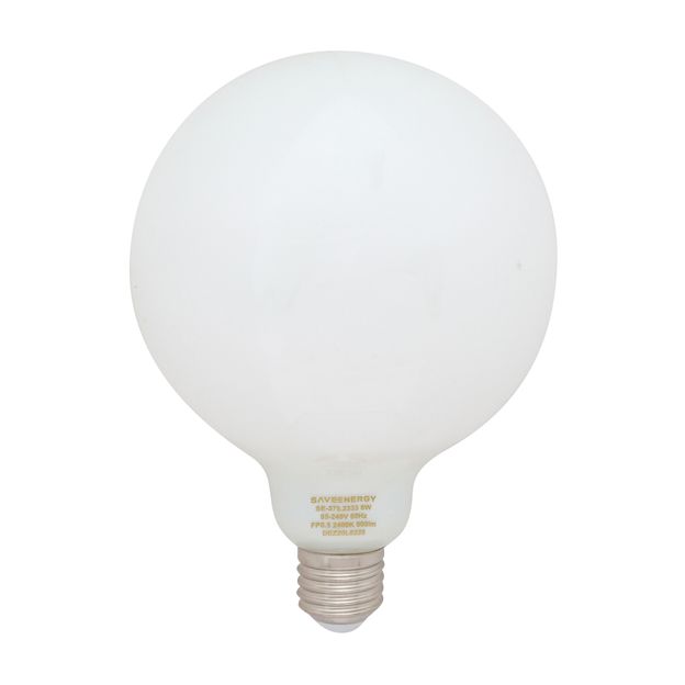 LÂMPADA DE FILAMENTO MILKY 8W G125 E27 127 220V LUZ AMARELA SAVE ENERGY