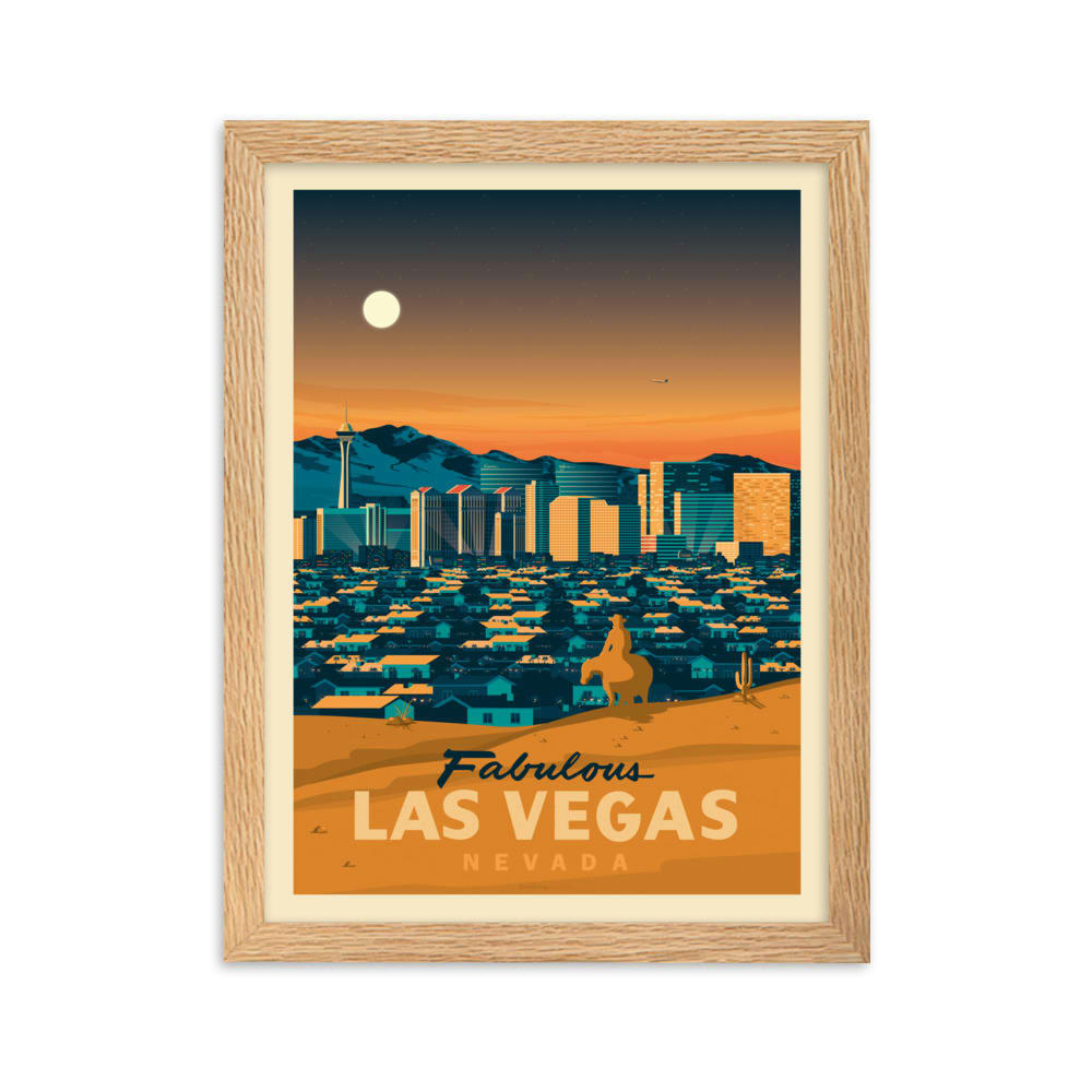 - Affiche Las Vegas Nevada Etats-Unis avec Cadre (Bois) 21x29,7 cm