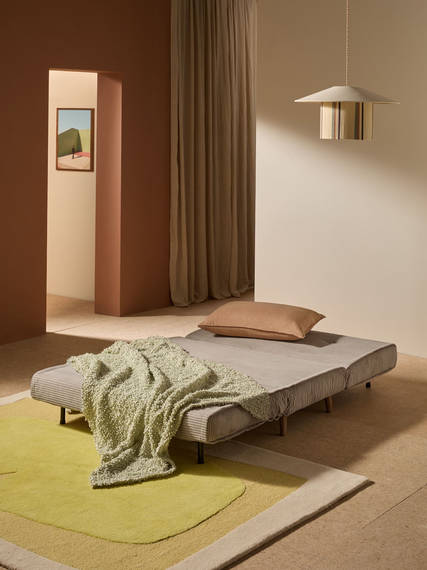 Regular Haru 2 Seater Sofa Bed in Natural Corduroy
